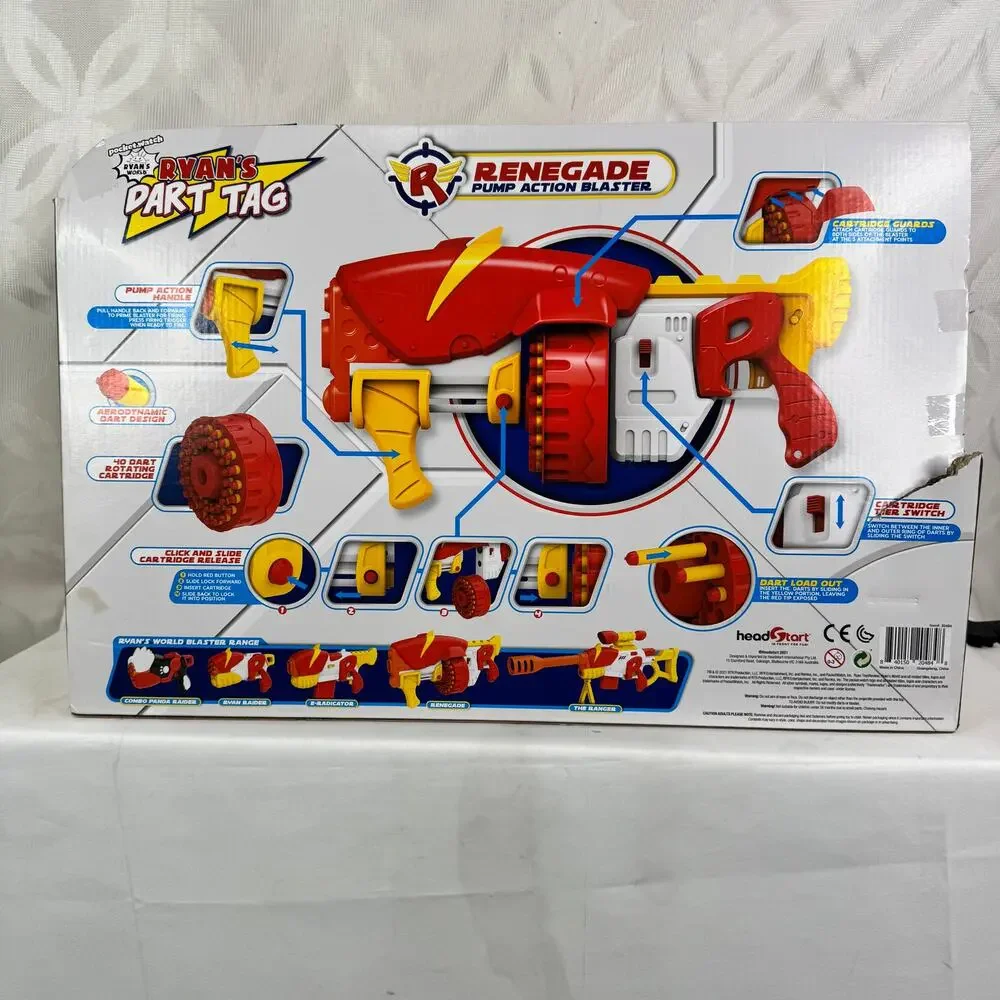 Ryan's World Foam Dart Tag Renegade Rapid Fire Barrel Blaster‎